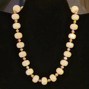 Vogue Faux Pearl and Aurora Borealis necklace